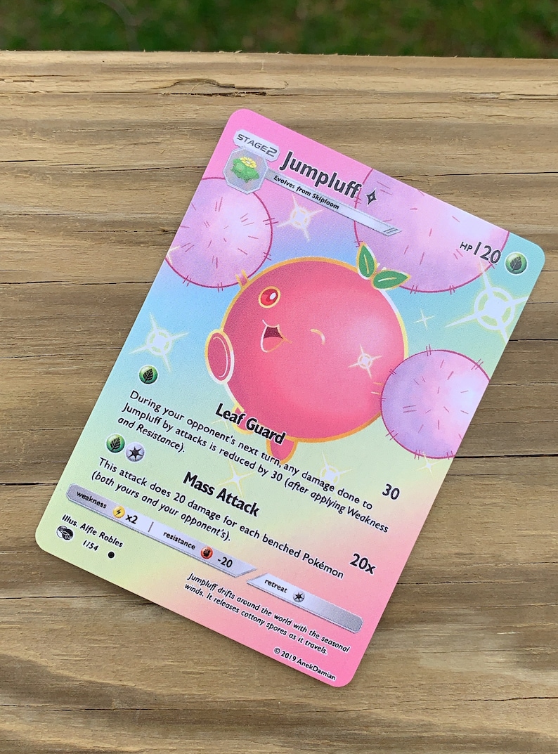 Custom Shiny Jumpluff Pokemon Card Gift Etsy