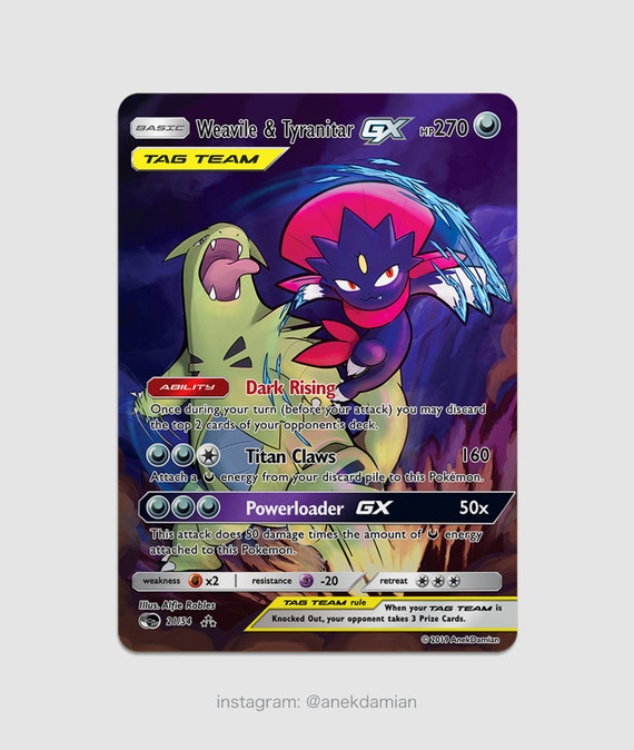 Custom Weavile Tyranitar Tag Team Pokemon Card Gift