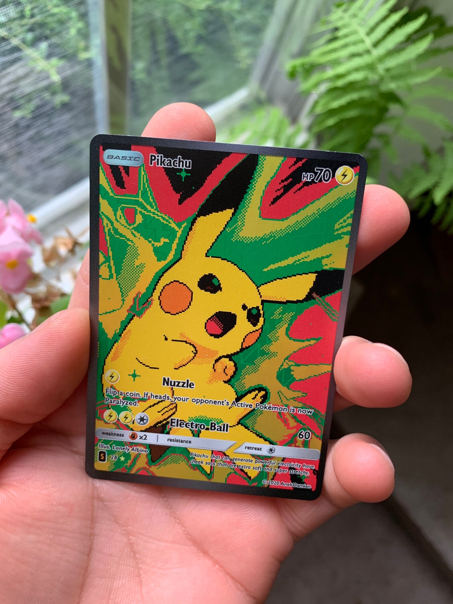 Custom Pikachu Pokemon Holographic Card Lonely Albino Etsy