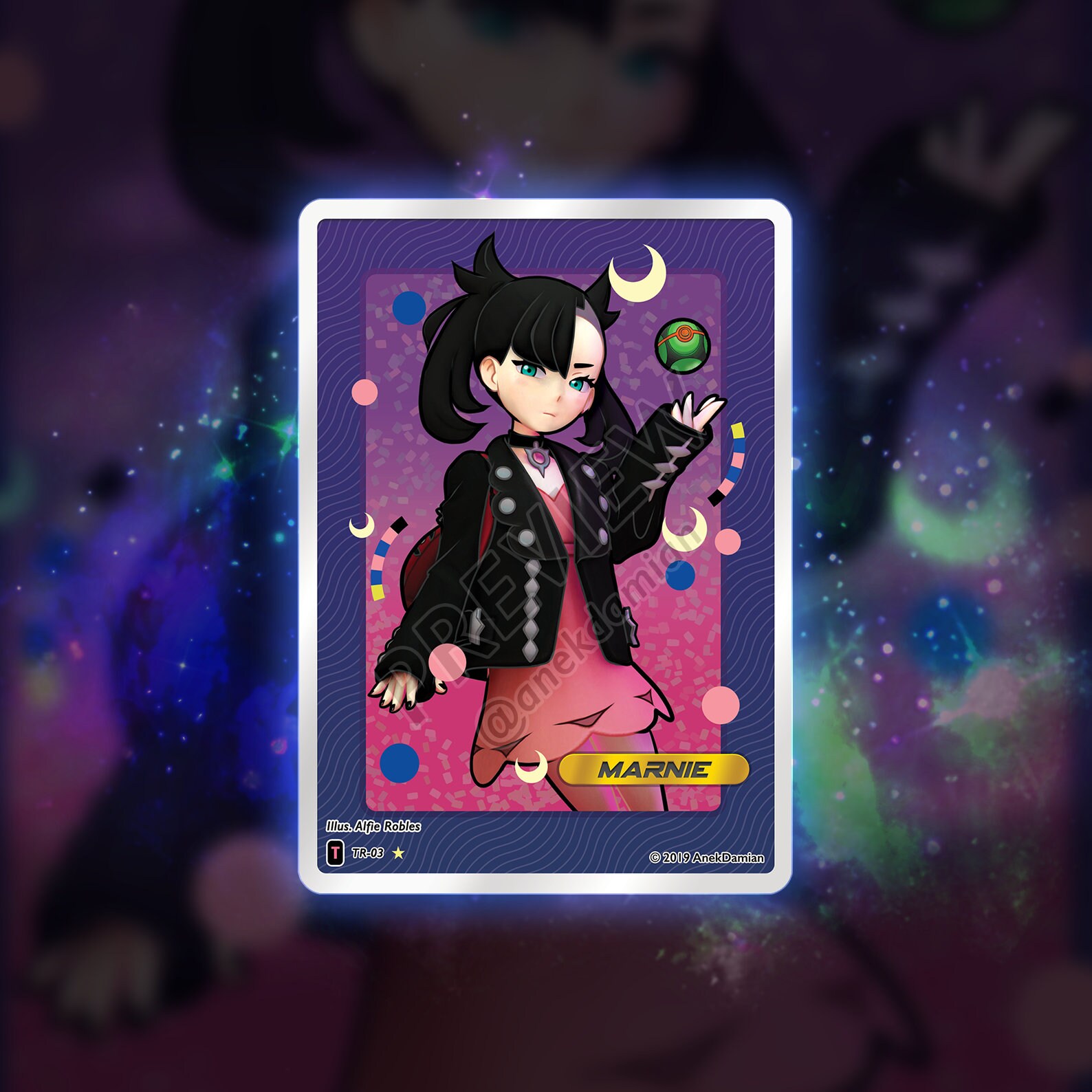 Custom Marnie Trainer Pokemon Holographic Card Etsy