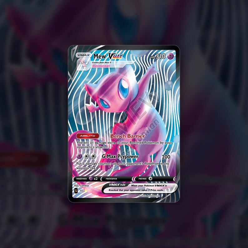 Custom Mew VMax Pokemon Holographic Card Lomesart | Etsy