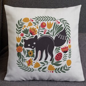 Racoon Pillow Folk Art Print 18x18 image 2