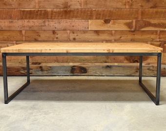 Custom Reclaimed Wood and Steel Coffee Table