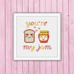 Pun Cross Stitch Pattern PDF, Food Cute Valentine Love Fun Kawaii Jam Boyfriend Chart