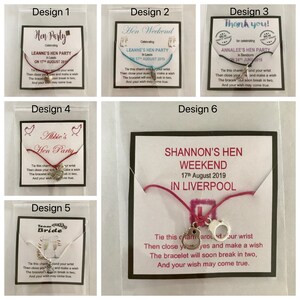 Hen Night/Weekend - Wish Bracelet) - 6 Choices Available (Personalised with Name, Location and Date)