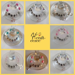 Happy 21st Birthday Wine/Gin Glass Charm (Personalised with Name) DIY Glass Vinyl Transfers Now Available