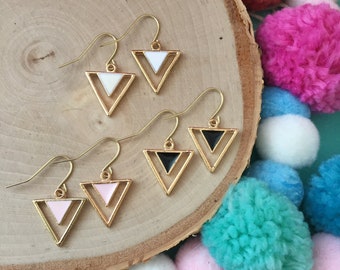 CLEARANCE 60% OFF - Triangle Earrings - Dangle Earrings - Child Earrings - Children's jewelry - Little Girl Jewelry - Drop Earrings