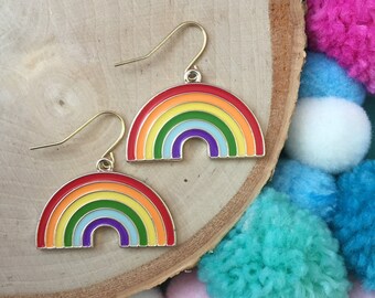 Rad Rainbow Earrings - Rainbow Earrings -Dangle Earrings - Child Earrings -Children's jewelry - Little Girl Jewelry - Drop Earrings