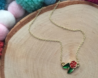 CLEARANCE 50% OFF  - Flower Necklace - Flower Jewelry -Children's Jewelry -Girl Jewelry - Rose Jewelry -Charm Necklace -Girl Gift