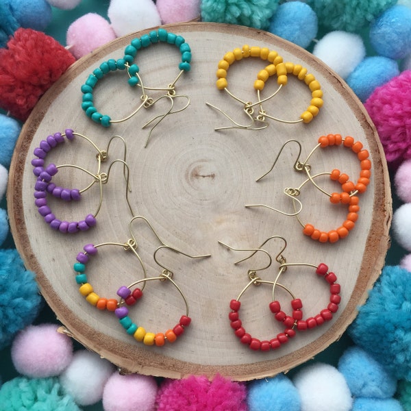 Skittles Hoop Earrings - Hoop Earrings - Rainbow Earrings - Little Girl Jewelry - Kid Jewelry - Little Girl Gift - Flower Girl Gift -