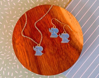 Evie - Elephant Earrings - Elephant necklace - Dangle Earrings - Child Earrings - Children's jewelry -Little Girl Jewelry - Drop Earrings