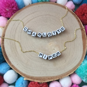 Your Name Here Necklace - Alphabet Necklace -Beaded Jewelry -Children&#39;s Jewelry-Girl Jewelry-Modern Jewelry- Handmade Necklace-Girl Gift