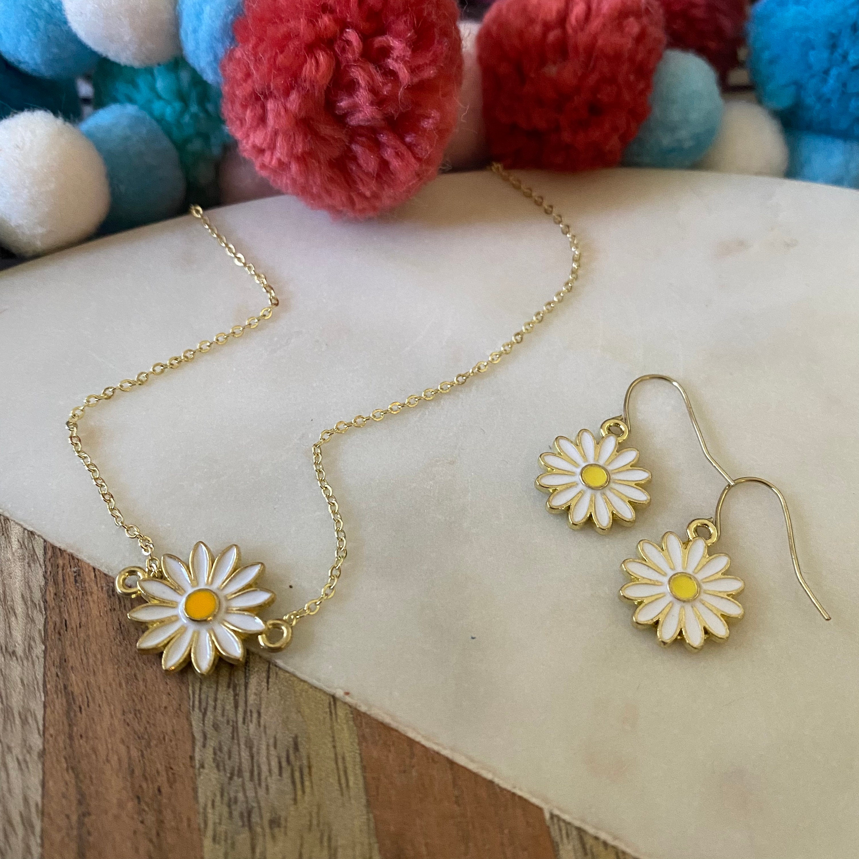 Daisy Chain Set Daisy Necklace Daisy Jewelry Etsy