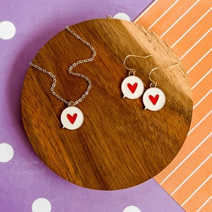 Bubble Heart Necklace - Heart Necklace - Heart Jewelry - Children&#39;s Jewelry - Girl Jewelry - Heart Earrings - Charm Necklace - Girl Gift