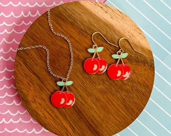 Sweet Cherry Necklace - Cherry Necklace - Cherry Jewelry - Children's Jewelry - Girl Jewelry - Sweet Jewelry -Charm Necklace -Girl Gift