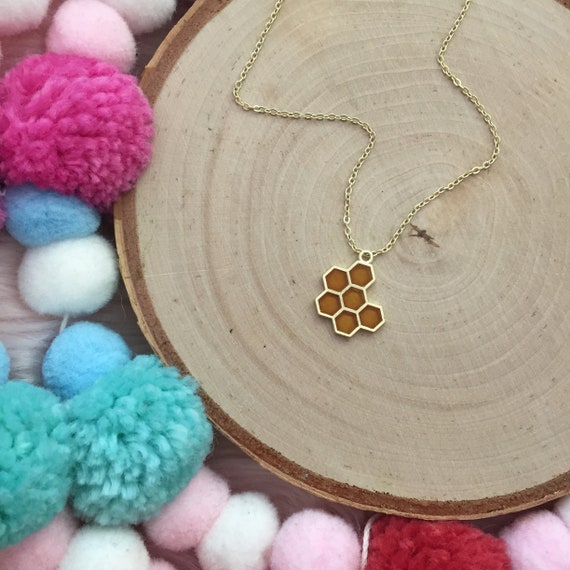 Honey Necklace Bee Necklace Honey Jewelry Etsy