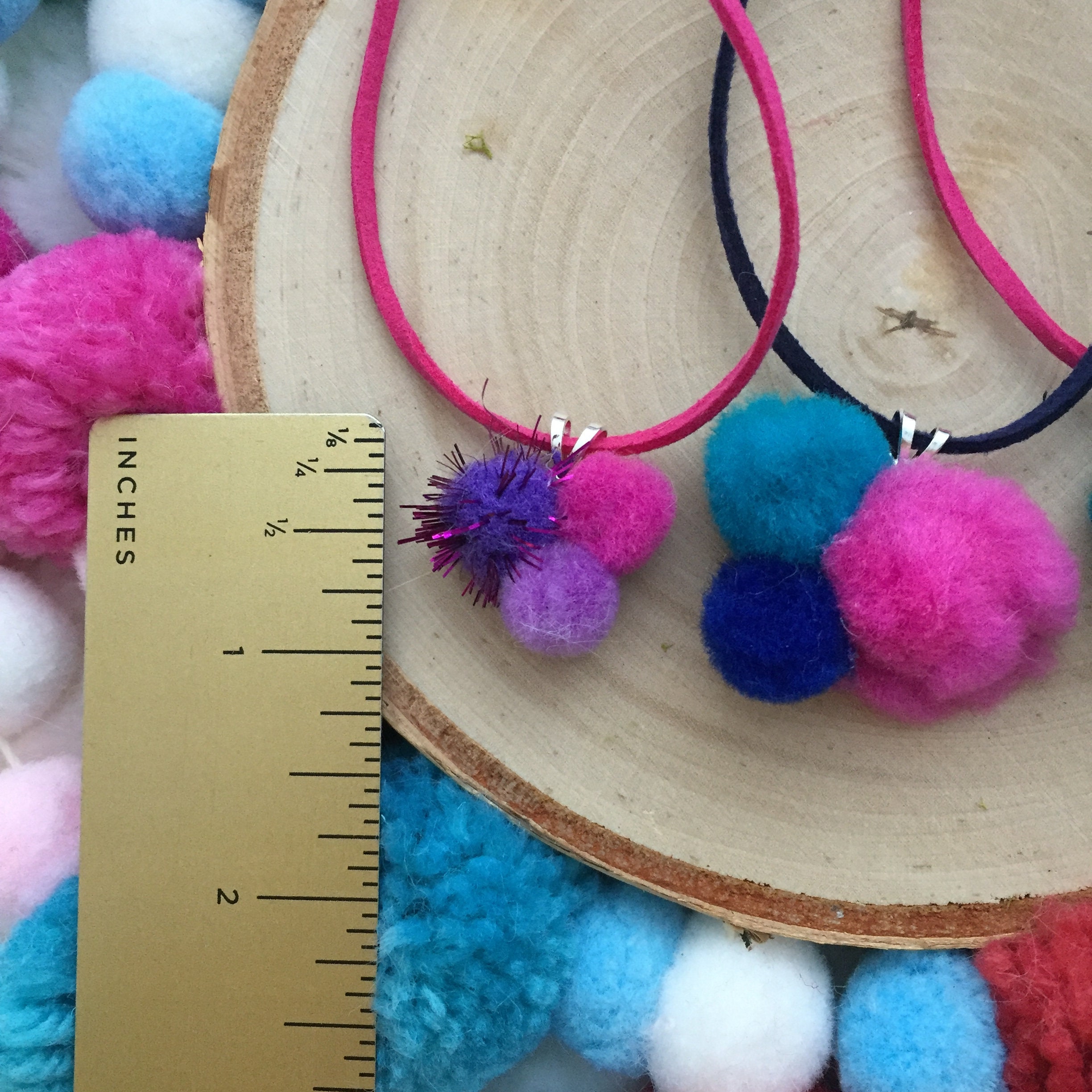 Pom Pom Necklaces Pom Pom Necklace Fun Jewelry Etsy