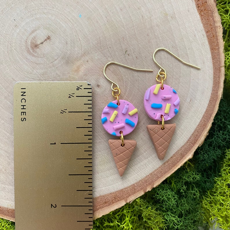 Ice Cream Cone Earrings Clay Earrings Ice Cream Earrings Etsy