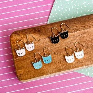 Diamond Rose Kitten Earrings - Cat Earrings - Dangle Earrings - Child Earrings - Children&#39;s jewelry - Little Girl Jewelry - Drop Earrings