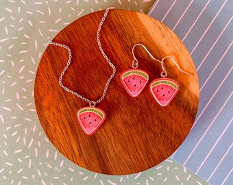 Wendy - Watermelon Earrings - Watermelon necklace -Dangle Earrings -Child Earrings -Children's jewelry -Little Girl Jewelry -Drop Earrings