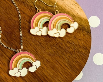Fairytale Rainbow Necklace - Rainbow Necklace -Rainbow Jewelry - Rainbow Earrings -Girl Jewelry-Modern Jewelry-Charm Necklace-Girl Gift
