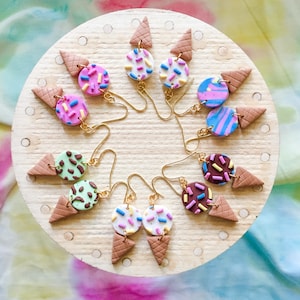Eistüte Ohrringe - Ton Ohrringe - Eis Ohrringe - Eis Schmuck - Ton Schmuck - Sommer Schmuck - Spaß Schmuck