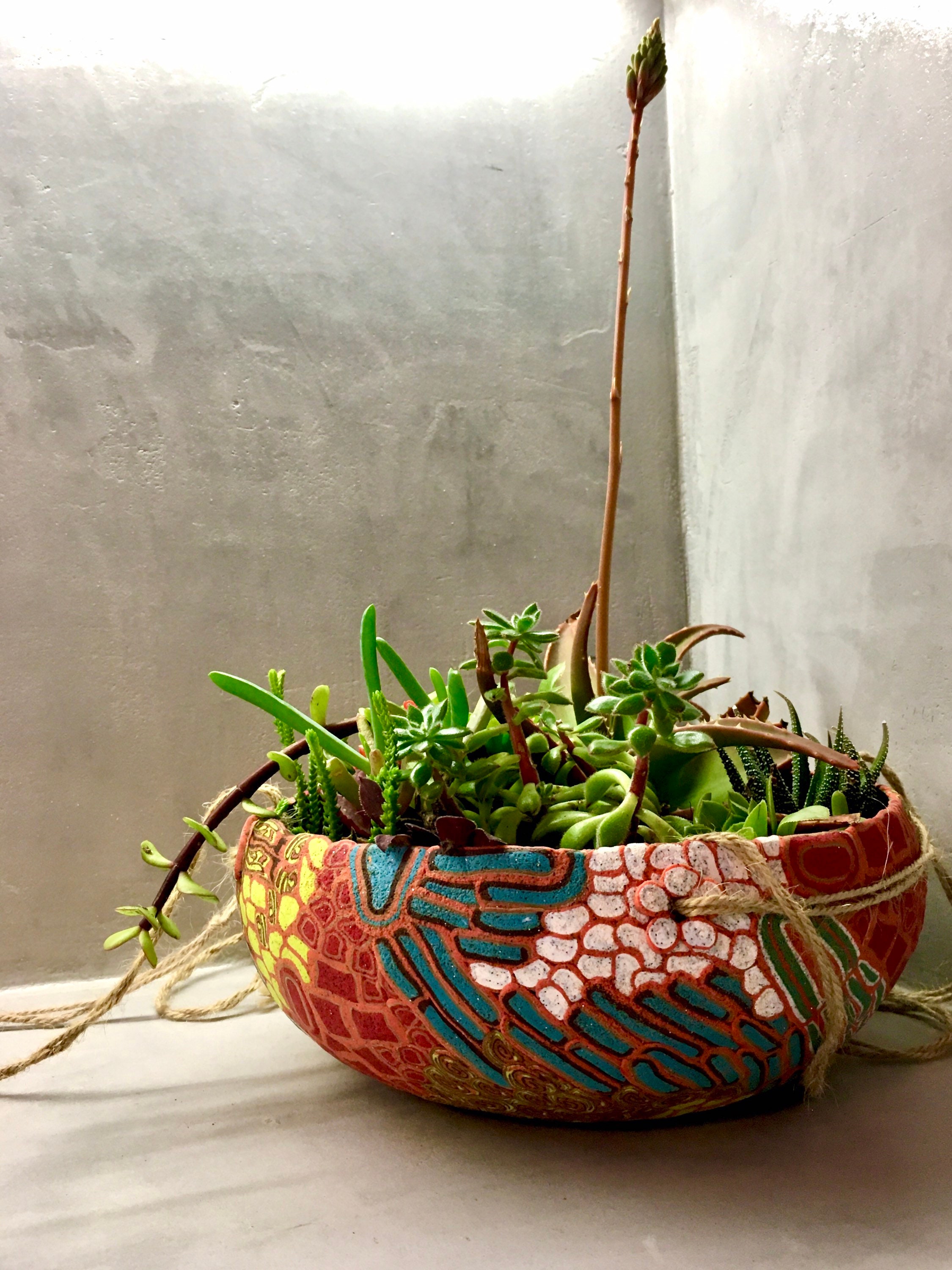 Unique Hanging Pot handmade with Polymer Clay. One of A kind Etsy