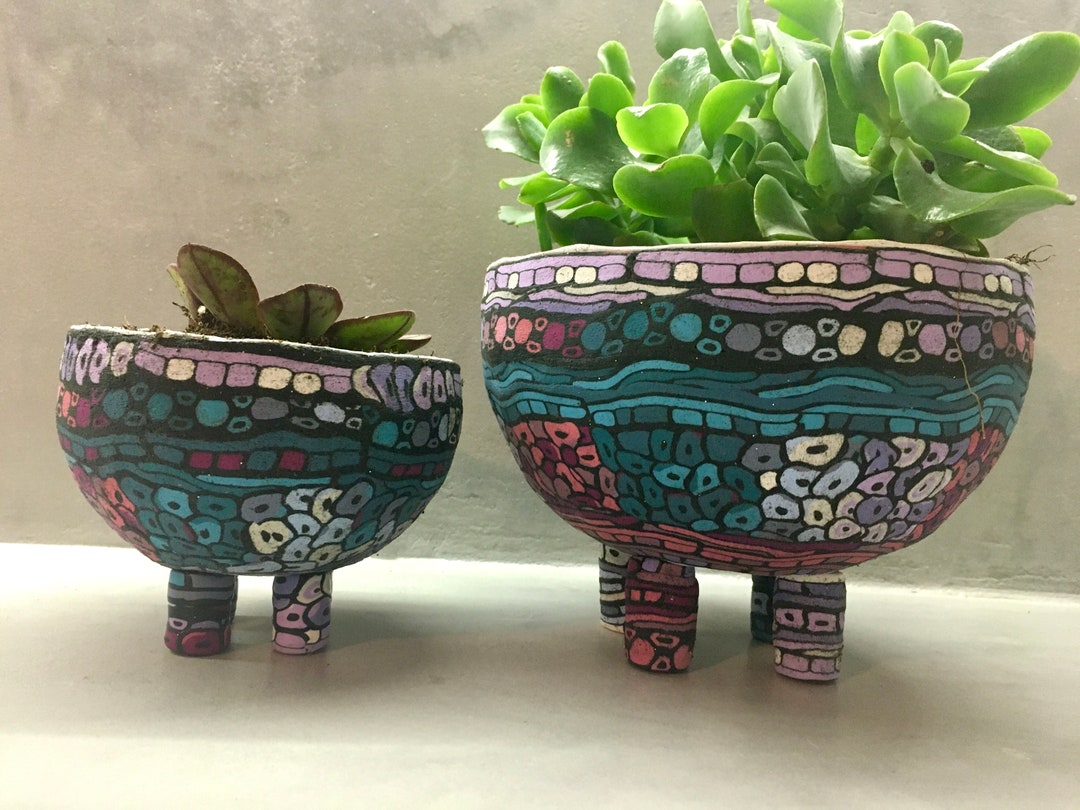 Unique Set of Planters With Feet Handmade With Polymer Clay. Etsy