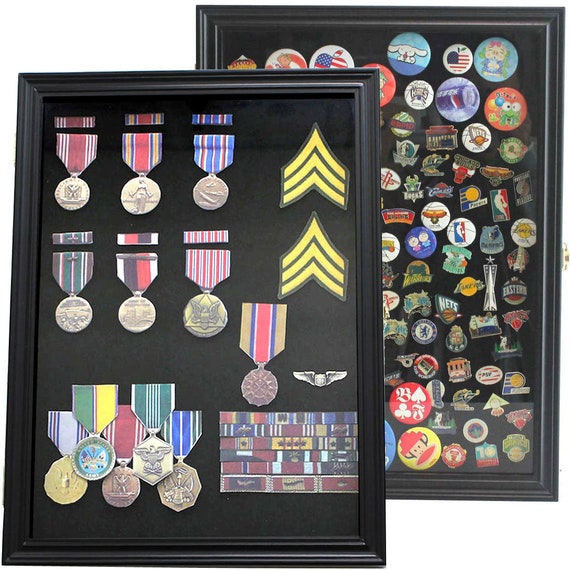 Pin Display Case 98% UV With Glass Door for Military Medals, Beach