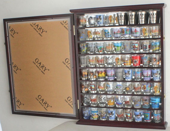 72 Shot Glass Display Case Cabinet Wall Curio Cabinet for Small