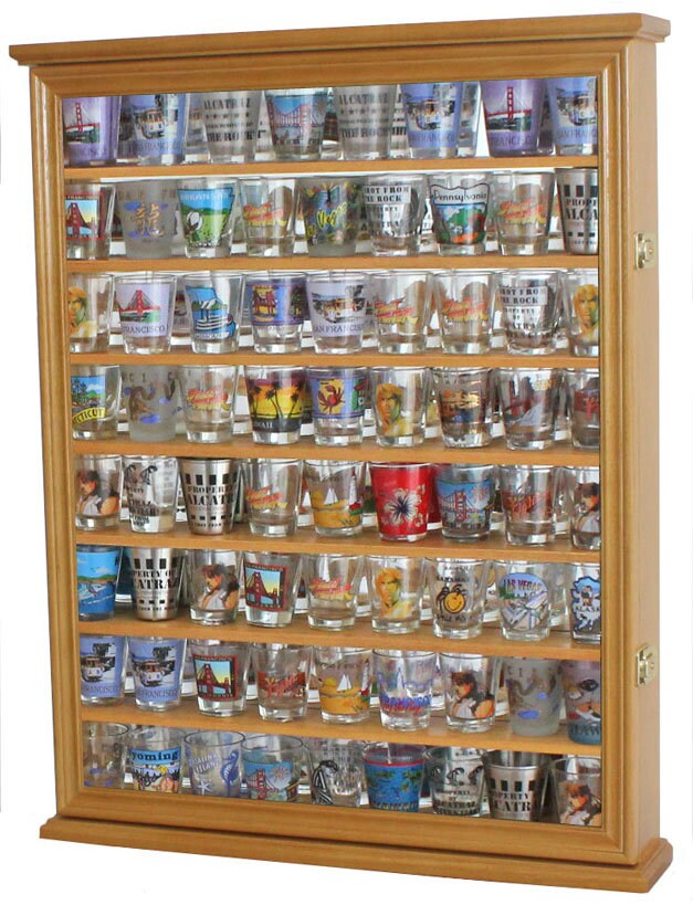 72 Shot Glass Display Case Cabinet Wall Curio Cabinet for Small