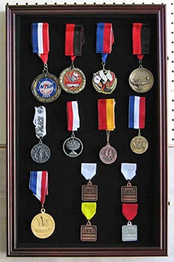 Pin Display Case 98% UV With Glass Door for Military Medals, Beach Tags,  Jewelry Pins, Pin Gift, Insignia Ribbons, Pin Collectibles 
