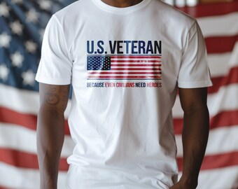 US Veteran American Flag Tee, Patriotic Military Shirt, Hero Graphic Tshirt, Veterans Day Gift, Patriotic Apparel, Military Supporter Tee