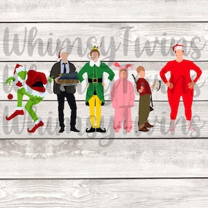 Christmas movie characters, faceless art, digital download, jpg, png, printable
