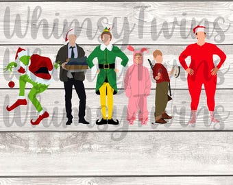 Christmas movie characters, faceless art, digital download, jpg, png, printable