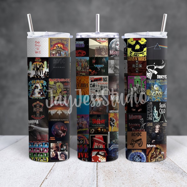 Rock band Album Covers, skinny straight tumbler wrap, 20oz, 30oz