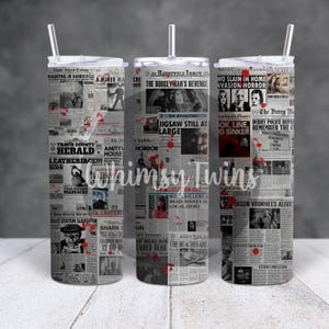 Horror Newspaper Straight Tumbler Wrap, digital download, sublimation, printable
