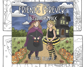 Friends Forever: Celebration Pack, 11 Coloring Page Bundle, Digital, Printable, PDF, Taylor Michelle