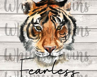 Fearless Tiger, PNG, JPG, Watercolor, Sublimation, Printable Vinyl, Digital Download