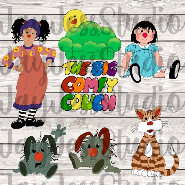 Big Comfy Couch, PNG digitale downloads, Molly, Loonette, Kat, Dust Bunnies, Clip Art, Cartoon