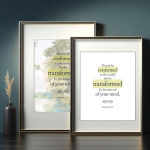 Romans 12:2 Printable Bible Verse Wall Art - Christian Scripture Print - Watercolor & White Background - PNG PDF - Gallery Wall