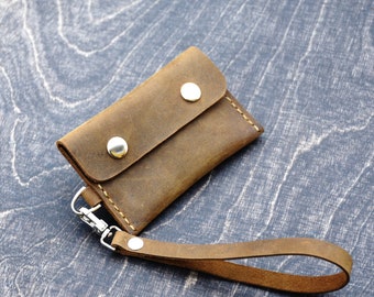 Cartera pequeña de cuero para hombres, Mini cartera de bolsillo frontal, Cartera de tarjetero para hombres, Cartera delgada para hombres, Micro cartera de cuero envejecido