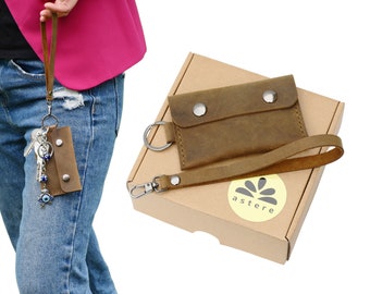 Cartera de cuero para mujer, Cartera de cuero con tarjetero, Cartera de cadena de cuero, Cartera de motociclista de cuero, Cartera hecha a mano para hombres, Regalo para cuero amigo