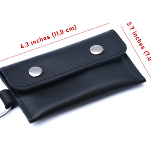 Cartera pequeña de cuero con llavero para hombre, Cartera negra para tarjetas de crédito con, Cartera sencilla con llavero, Cartera con bolsillo frontal imagen 5