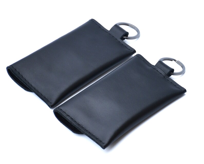 Cartera pequeña de cuero con llavero para hombre, Cartera negra para tarjetas de crédito con, Cartera sencilla con llavero, Cartera con bolsillo frontal imagen 10