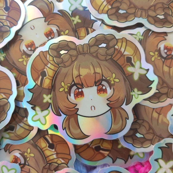 Yaoyao stickers (Rainbow Holographic) Genshin impact - Cute kawaii laptop or waterbottle decal, waterproof ! Room decoration