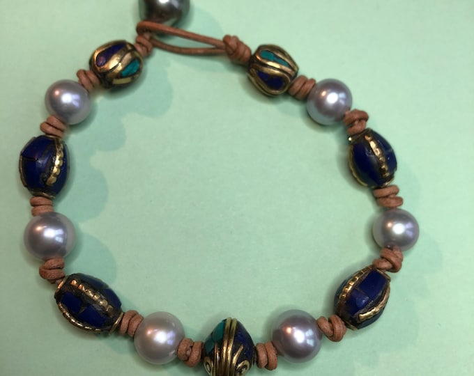 Blue Nepal beads bracelet