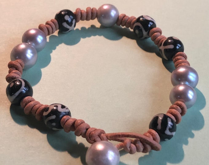 Nepal beads and pearl bracelet