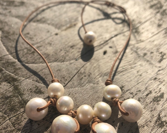 Freshwater big pearl necklace