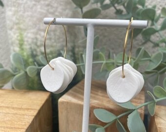 White porcelain petal hoop earrings for women Marie Courtillat